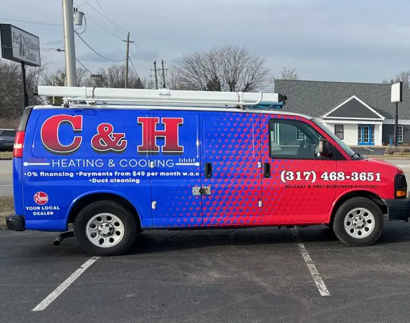 C&H Heating and Cooling - work van