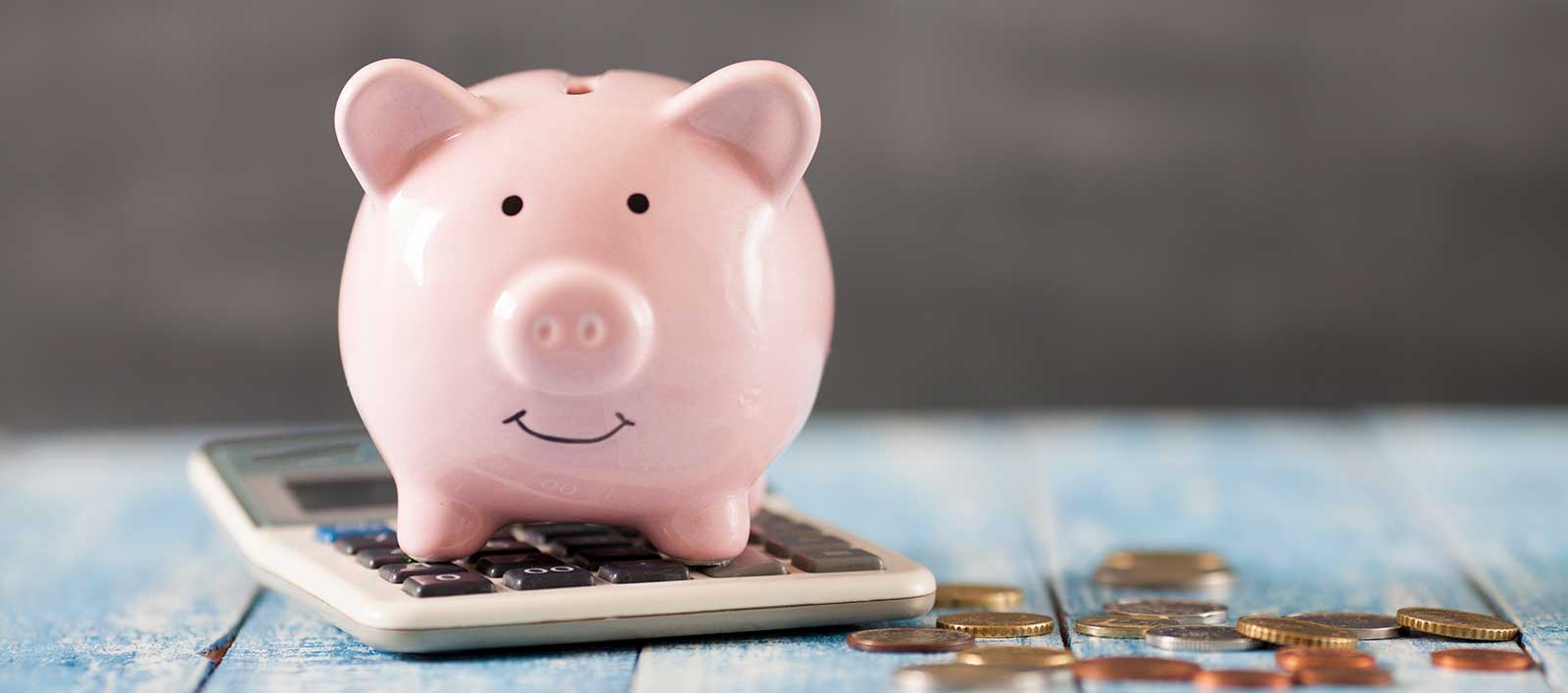 a piggy bank on a calculator